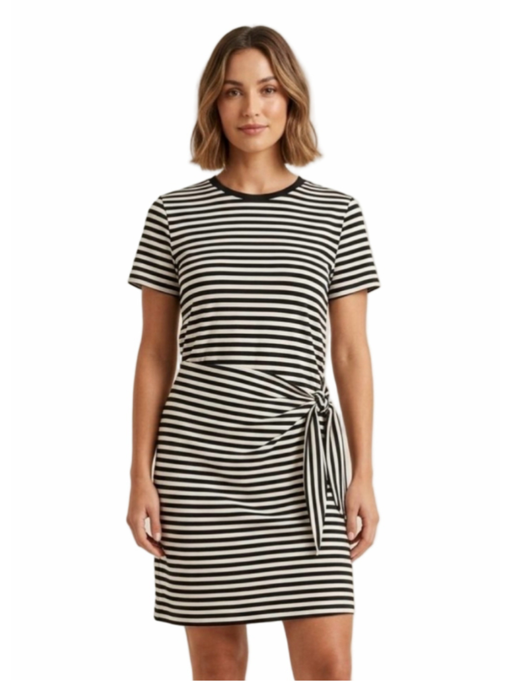 Women's DKNY Striped Mini Dress, Size L, Black and White 2031